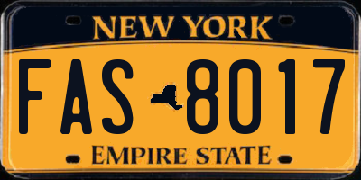 NY license plate FAS8017