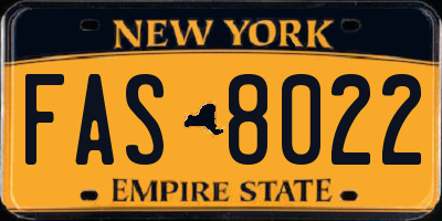 NY license plate FAS8022