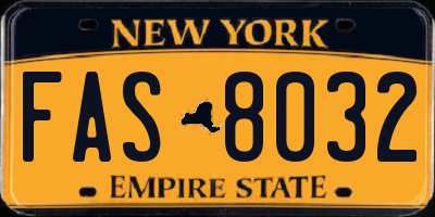NY license plate FAS8032