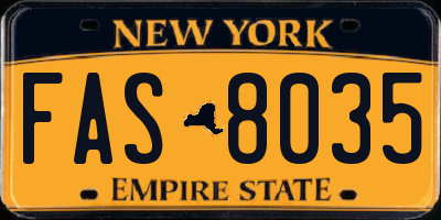 NY license plate FAS8035
