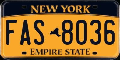 NY license plate FAS8036