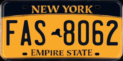 NY license plate FAS8062