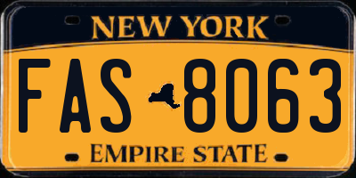 NY license plate FAS8063