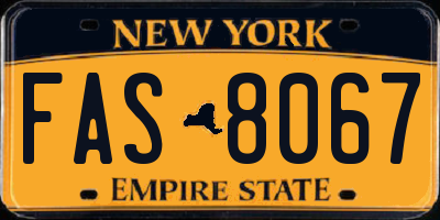 NY license plate FAS8067
