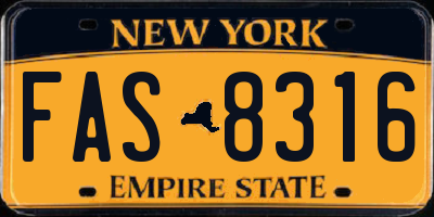NY license plate FAS8316