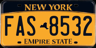 NY license plate FAS8532