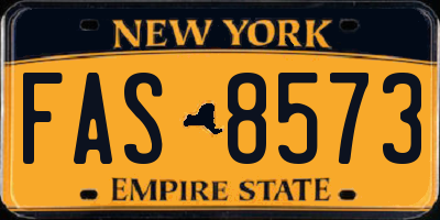 NY license plate FAS8573