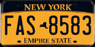NY license plate FAS8583