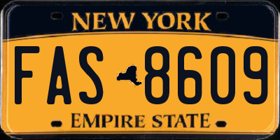 NY license plate FAS8609