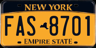 NY license plate FAS8701