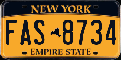 NY license plate FAS8734
