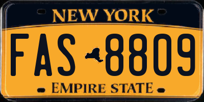 NY license plate FAS8809