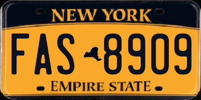NY license plate FAS8909