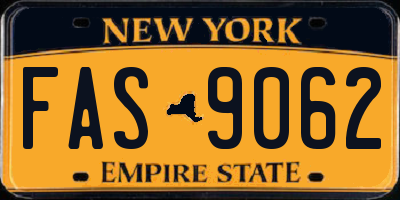 NY license plate FAS9062
