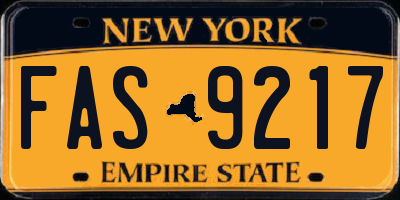 NY license plate FAS9217
