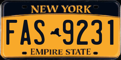 NY license plate FAS9231