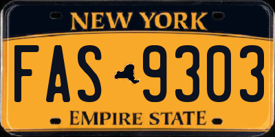 NY license plate FAS9303