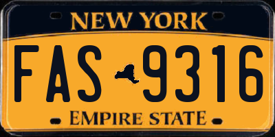 NY license plate FAS9316