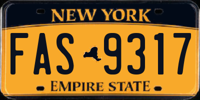 NY license plate FAS9317