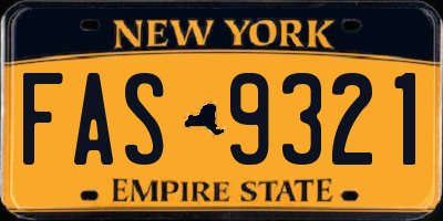 NY license plate FAS9321