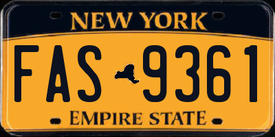 NY license plate FAS9361