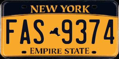 NY license plate FAS9374