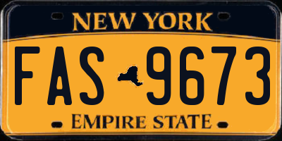 NY license plate FAS9673