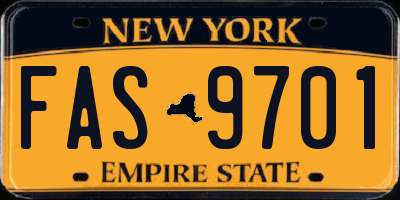 NY license plate FAS9701