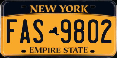 NY license plate FAS9802