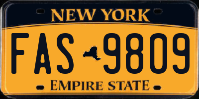 NY license plate FAS9809