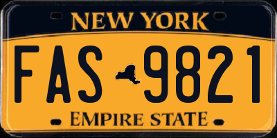 NY license plate FAS9821