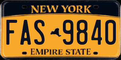 NY license plate FAS9840