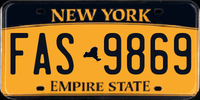 NY license plate FAS9869