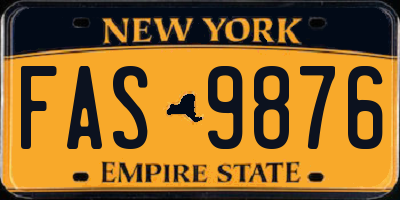 NY license plate FAS9876
