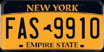 NY license plate FAS9910