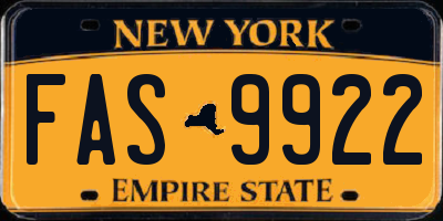 NY license plate FAS9922