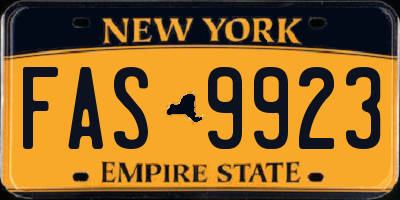 NY license plate FAS9923