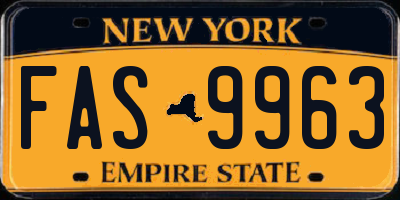 NY license plate FAS9963