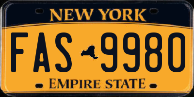 NY license plate FAS9980