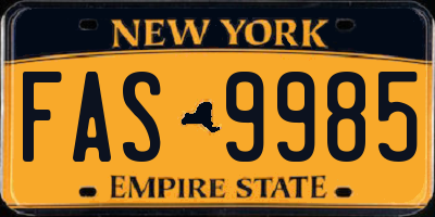 NY license plate FAS9985