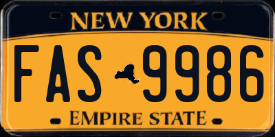 NY license plate FAS9986