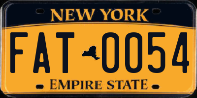 NY license plate FAT0054