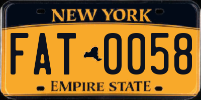 NY license plate FAT0058
