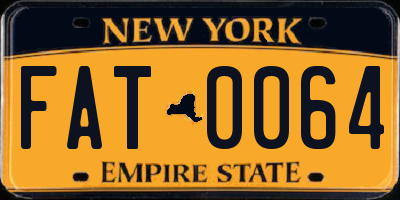 NY license plate FAT0064