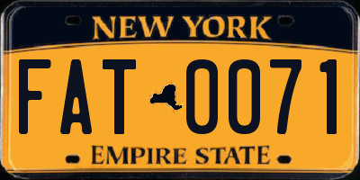 NY license plate FAT0071