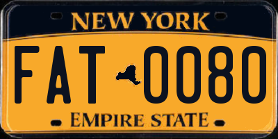NY license plate FAT0080