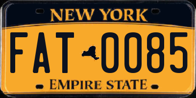 NY license plate FAT0085
