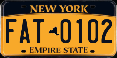 NY license plate FAT0102