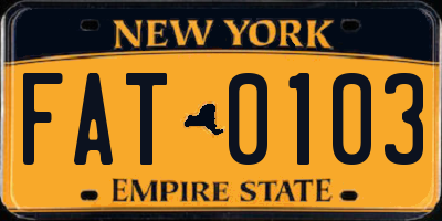 NY license plate FAT0103