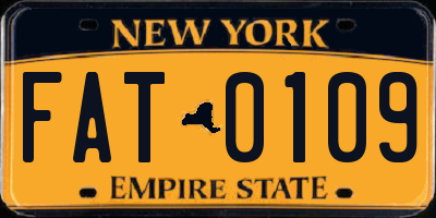 NY license plate FAT0109